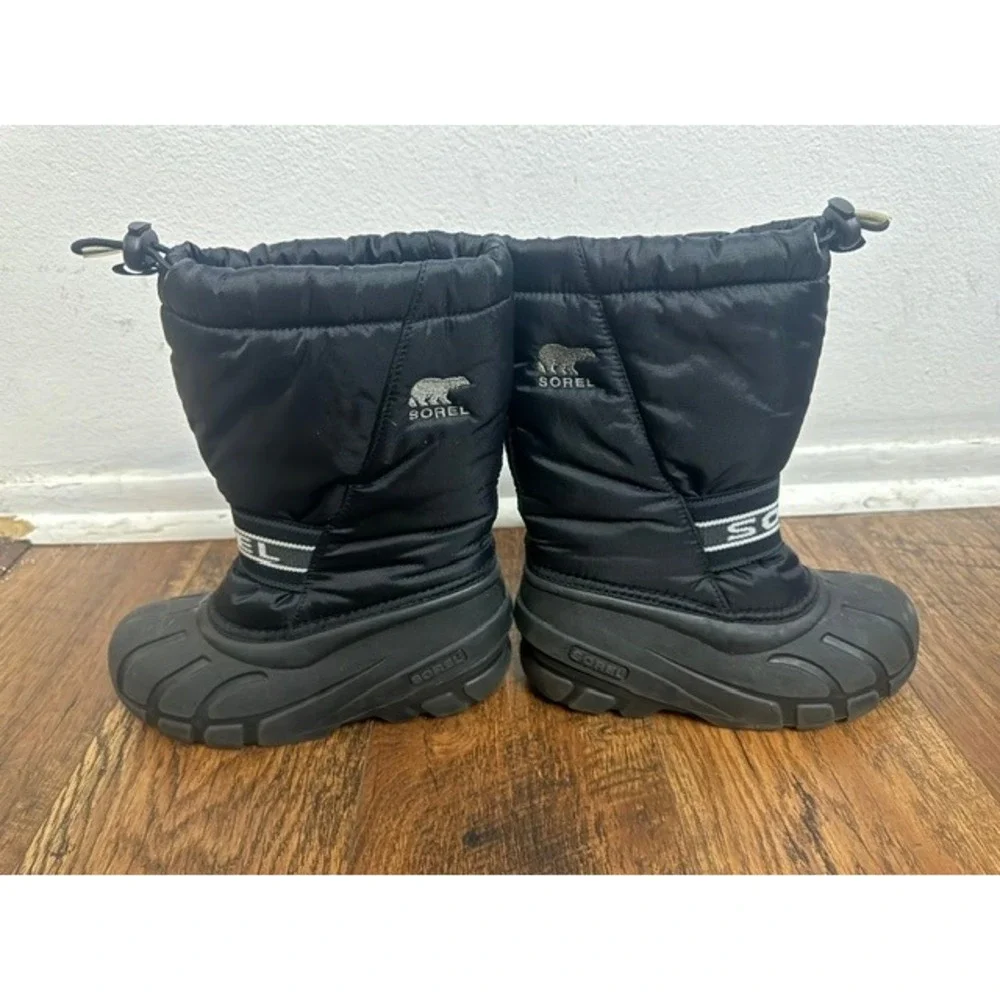 Sorel Kids Snow Commander Black Winter Boots NY1881-011 Size 1 USA